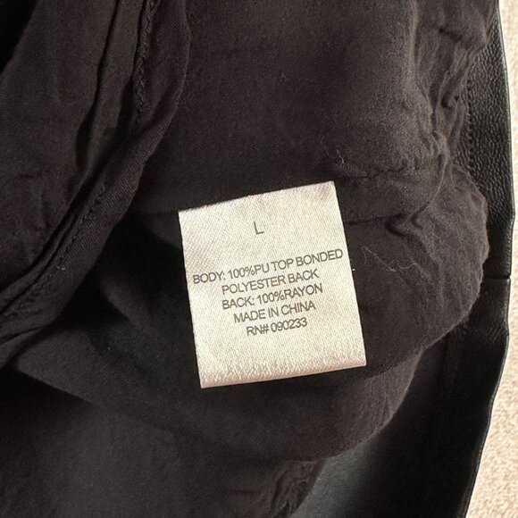 Kendall + Kylie Black Faux Leather Mini Dress L Strappy Back Fit & Flare Whimsy - Picture 12 of 13